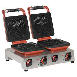 Kare Waffle Makinesi Kalp Ø220 Çiftli - OMAKE