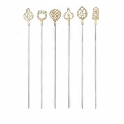 Pirinç Saplı Motifli Şiş 5 Adet - 1