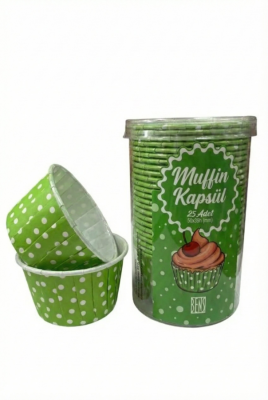 Muffin Kek Kapsülü Yeşil Puantiyeli - 1